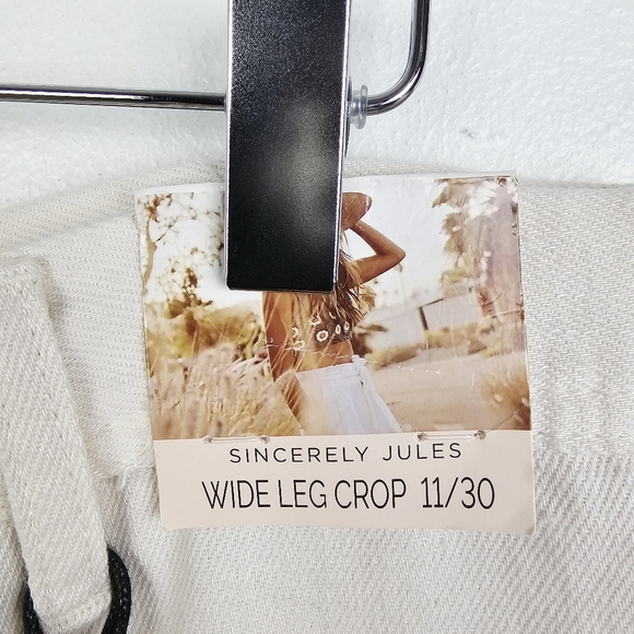 Sincerely Jules Wide Leg Crop Pants in Cream NWT - Picture 4 of 8